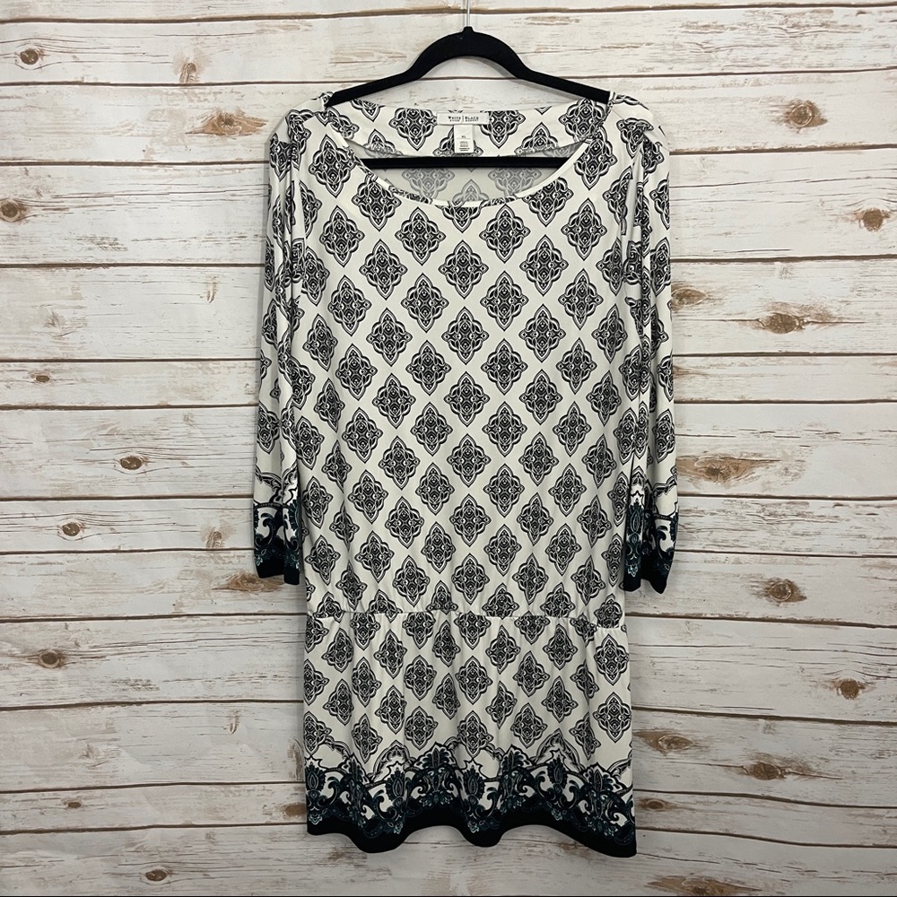 White House Black Market Paisley Baroque Drop Hem Shirt Dress